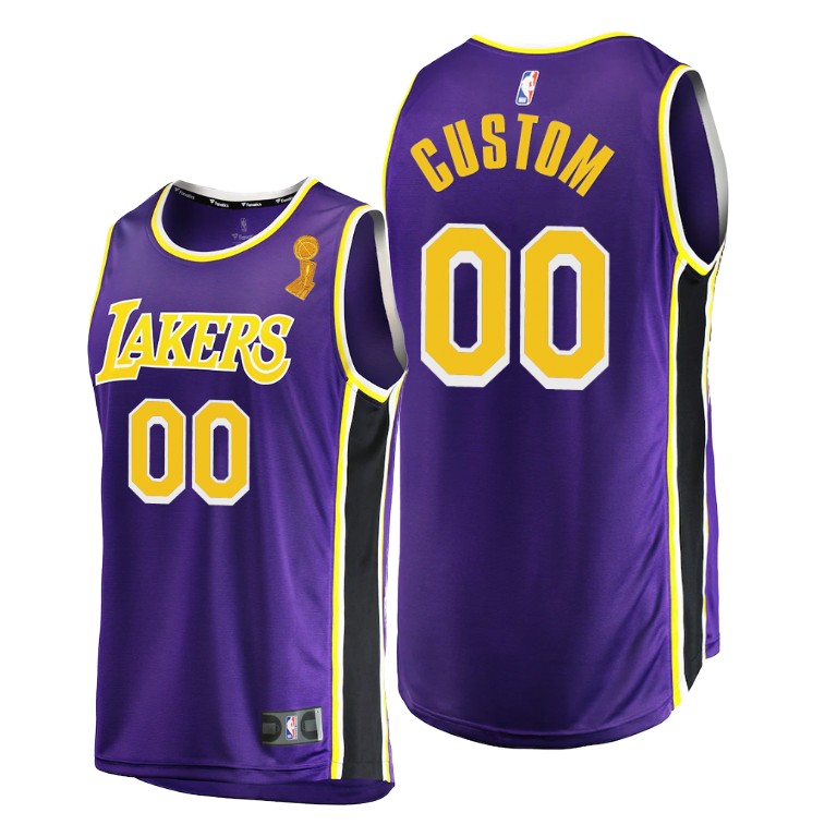 Men's Los Angeles Lakers Custom #00 NBA Statement 2020 Replica Finals Champions Purple Basketball Jersey VAA8283OP